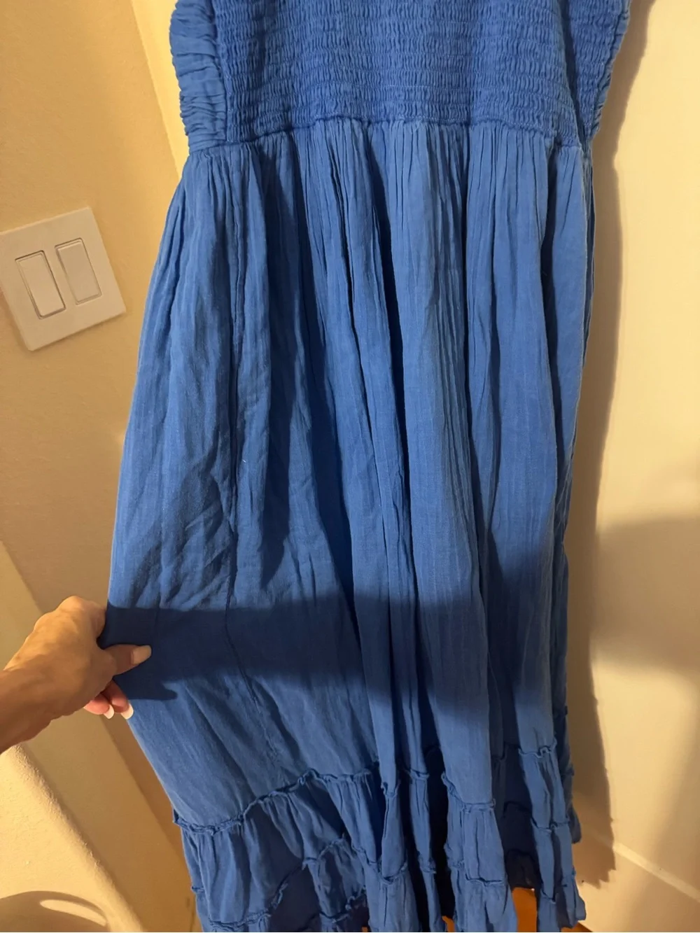 Pranella Boheme Ruched Bodice Spaghetti-Strap Maxi Dress in Blue - Picture 8 of 9